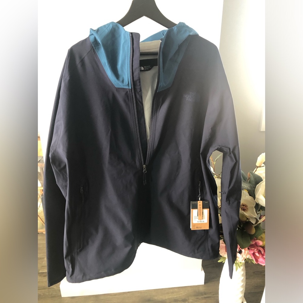 The North Face Navy Hooded Jacket with Teal Trim
